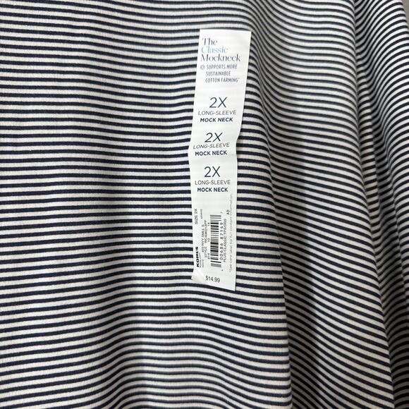 Croft and Barrow Navy Blue and White Striped Long Sleeve Tee 2X - Picture 3 of 4